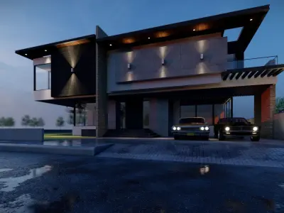 Modern Villa 3D model 1 kanal house 3D model