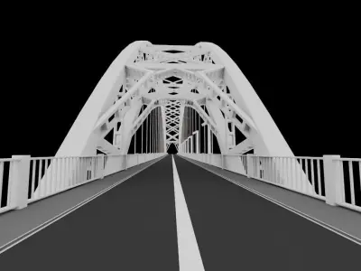 High-Resolution 3D Model of the Adomi Bridge  Ghana Low-poly 3D model