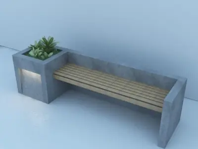 Modern Bench Street  and Garden 3D model