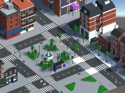 City package low poly Low-poly 3D model