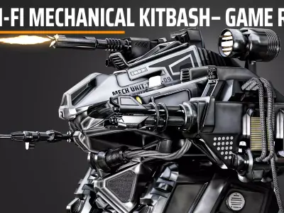  SCI-FI MECHANICAL KITBASH GAME READY MECH ASSET Low-poly 3D model