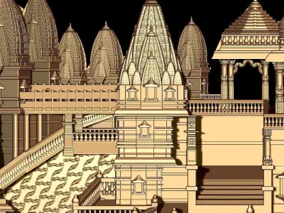 SWAMINARAYAN NILKANTH TEMPLE HIGH DETAIL HALF  3D print model