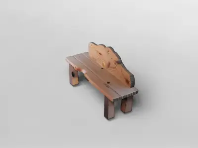 Rustic Natural Wood Bench 3D Model 3D model
