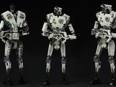 Etasphera46 star wars robot holding light Low-poly 3D model