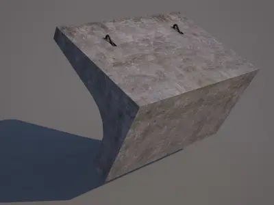 Concrete Block Barrier - Barricade 02 Low-poly 3D model
