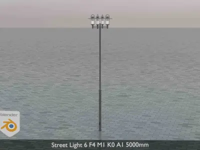 Street Light 6 F4 M1 K0 A1 5000mm Low-poly 3D model