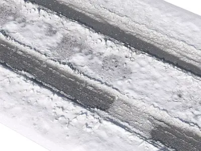 Snowy asphalt road 2 3D model