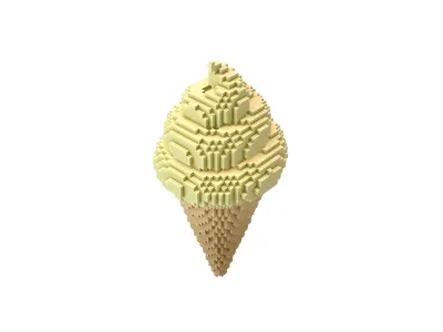 Voxel Ice Cream Cone v1 011 Low-poly 3D model