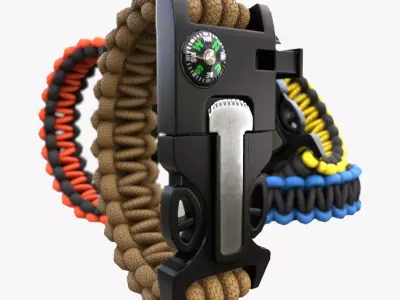 paracord bracelet MULTI Colors Low-poly 3D model