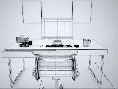 Office Desk - Interior Office Furniture 05 3D model