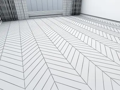 Floor model living room with two wood flooring Low-poly 3D model