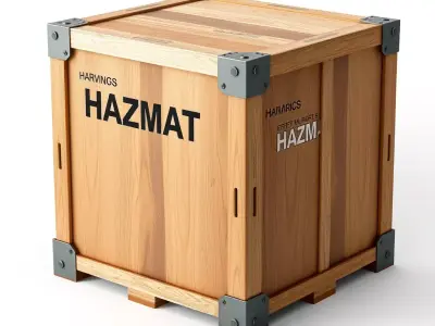 HAZMAT Industrial Wooden Shipping Crate Low-poly 3D model