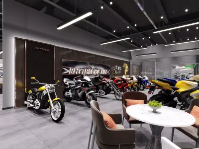 motorcycle store exhibition stand  Low-poly 3D model