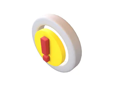 Battery Circle with Exclamation Mark Symbol v1 004 Low-poly 3D model