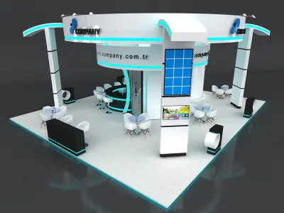 Exhibition Stand Booth Stall 12x10m Height 500cm 4 Side Open 3D model