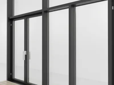 Panoramic windows Door Entrance 105 Low-poly 3D model