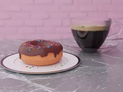 Donut with Cup coffee 3D model