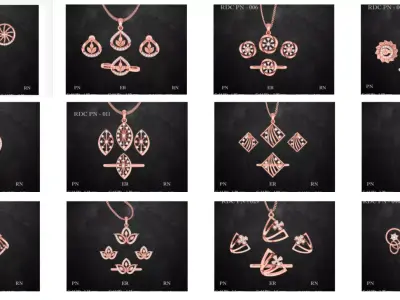 25 Pendant Earrings set 3dm stl 3 view renders  3D print model