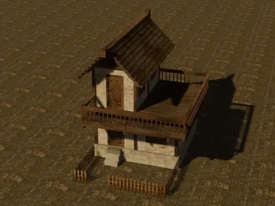 Medieval house seven 10 Low-poly 3D model
