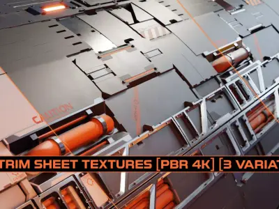 Sci fi Trim sheet texture 3 Variations Low-poly 3D model purchase