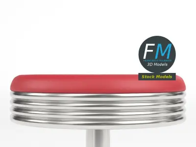 Floor mounted fixed diner stool 1 3D model