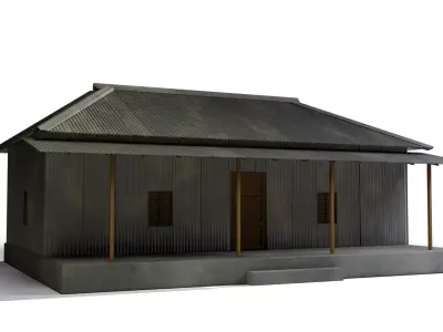 South asian rural tin house 02 Low-poly 3D model
