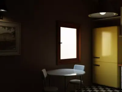 Realistic Kitchen Interior Scene Low-poly 3D model