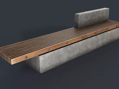 Modern Outdoor Bench 34 PBR Game Ready Low-poly 3D model
