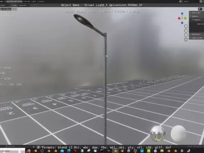 Street Light 1 Galvanized 4500mm 1F Low-poly 3D model