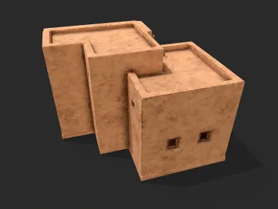 Clay Desert Egypt Village House 9 Low-poly 3D model