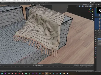 Modern Realistic guest room and bedroom Low-poly 3D model