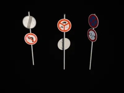 Czech road signs pack - Prohibitive Low-poly 3D model