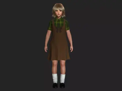AAA 3D REALISTIC HUMAN CHARACTER - EUROPEAN LITTLE GIRL KIDS  Low-poly 3D model