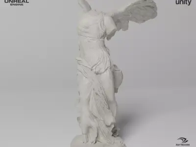 Winged Victory of Samothrace Sculpture VR AR Mobile Game-ready Low-poly 3D model