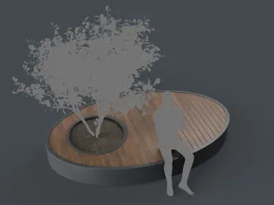Modern Outdoor Bench 111 PBR Game Ready Low-poly 3D model