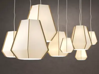 Lullaby six hanging lamps with shades 3D model