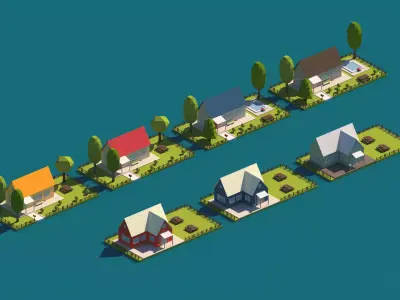 Cartoon Low Poly Garden House Package Low-poly 3D model