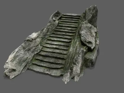 Stairs rock Low-poly 3D model order