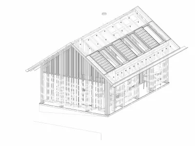 Collection of three Wooden Vacation Cabins 3D model