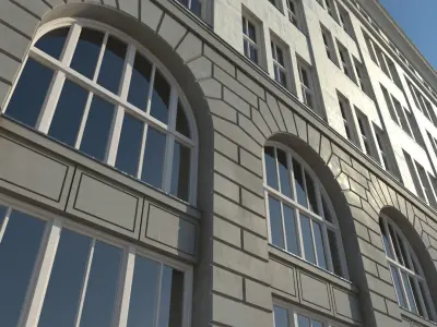 Townhouse brick building with roof 3D model