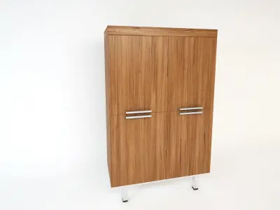 Sofa set 3D model wooden cabinet with two doors 3D model