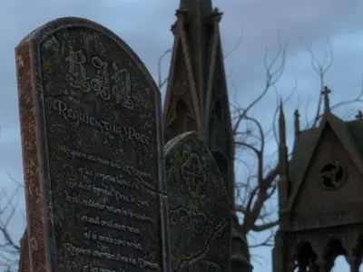 Graveyard and Ghosts Low-poly 3D model