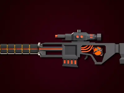 Sci-Fi Laser Railgun Low Poly Gun Low-poly 3D model