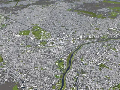 Sapporo Japan 50x50km 3D City Map 3D model