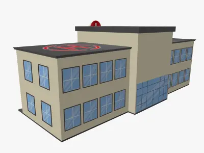 Cartoon Hospital Low-poly 3D model purchase