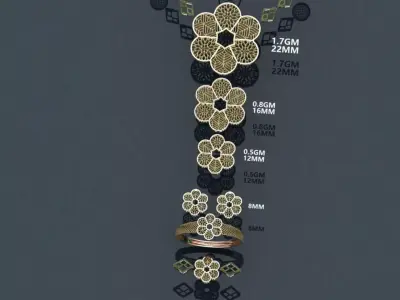8 Submicron Precision  Modular 22KT Filigree Sets  3D print model
