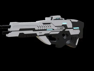 Sci-Fi Gun -Textured - Non destructively modelled 3D model