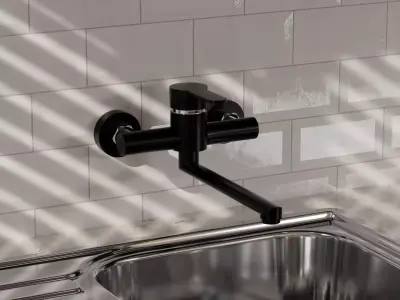 Luxury Wall Mounted Kitchen Tap 3D Model 3D model