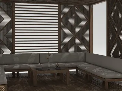 Wood Pattern Gazebo pergola 3D model