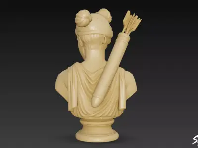 Greek Goddess Artemis Bust Low-poly 3D model